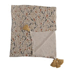 Floral Throw with Tassels