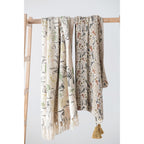 Floral Throw with Tassels