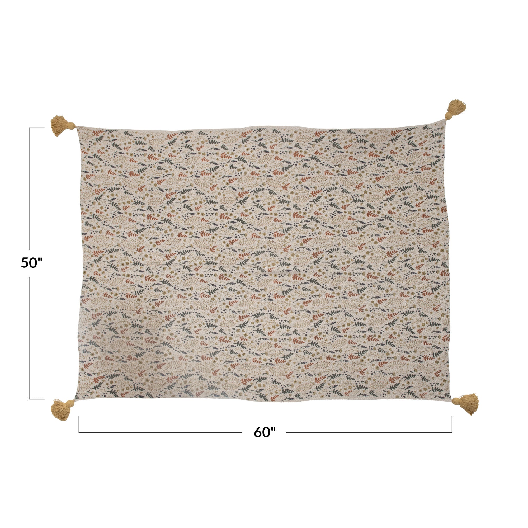Floral Throw with Tassels