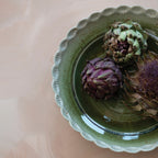 Scalloped Stoneware Bowl - Green