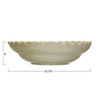 Scalloped Stoneware Bowl - Green
