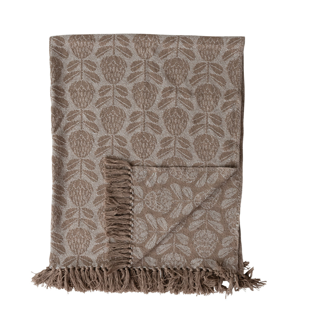 Jacquard Throw W/Floral Pattern