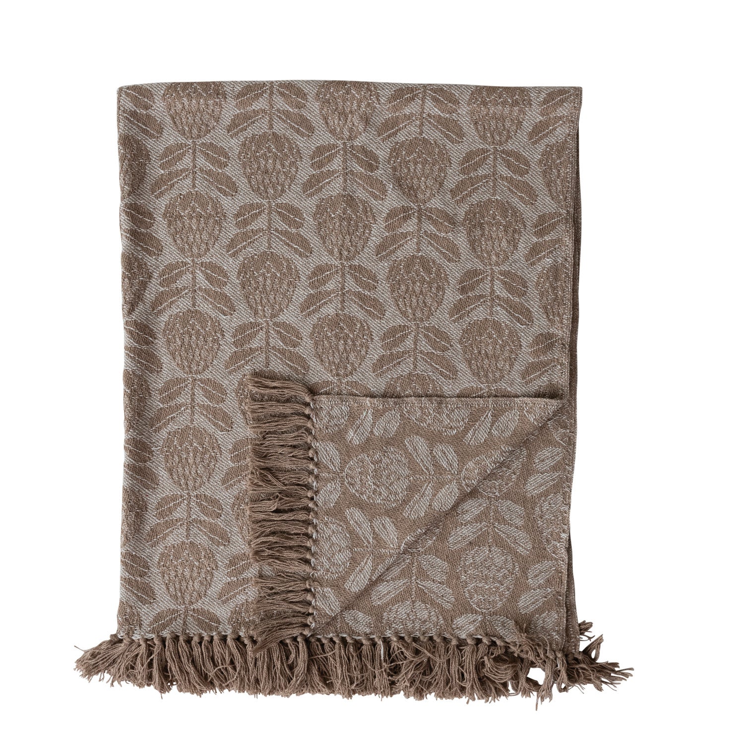 Jacquard Throw W/Floral Pattern