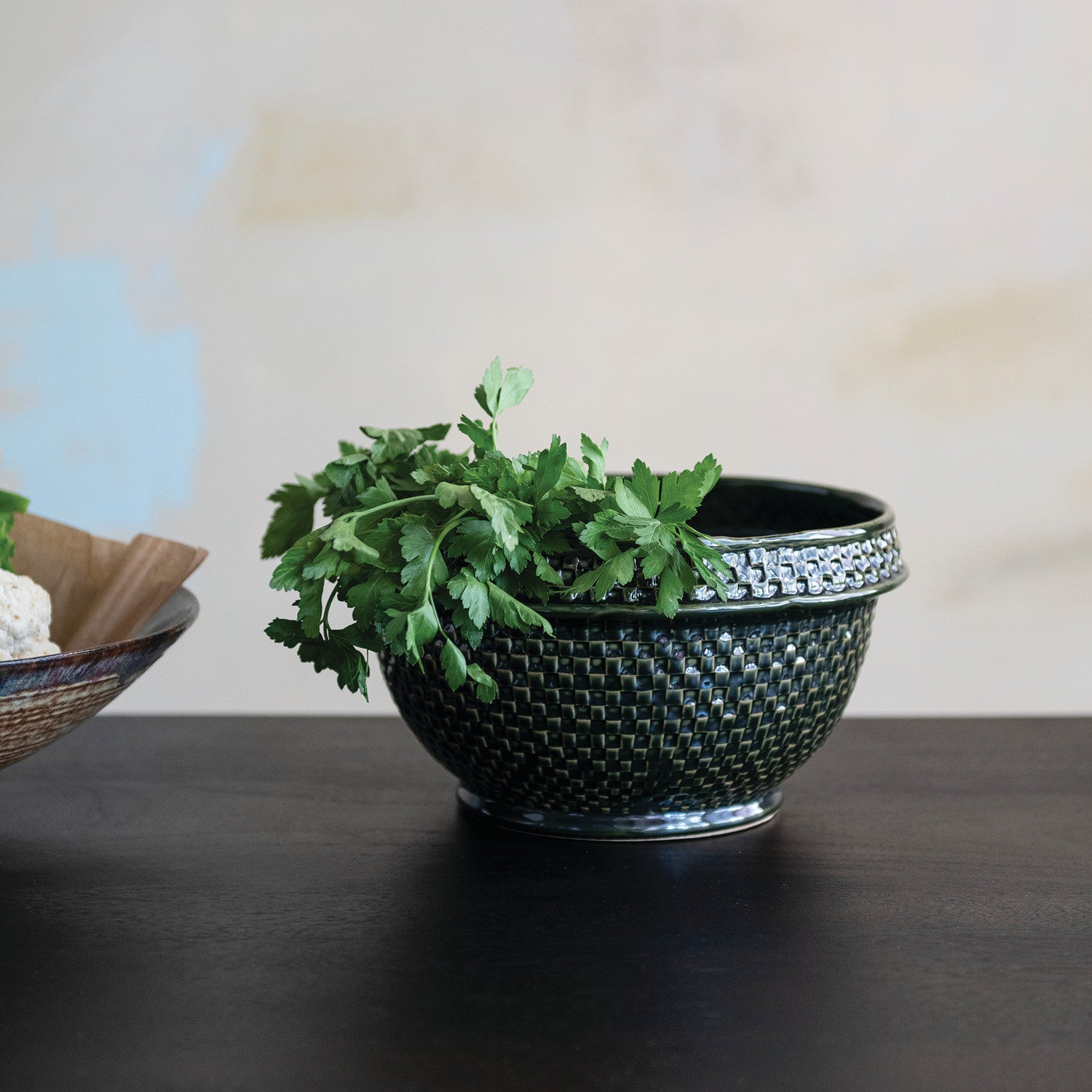 Basket Weave Green Bowl