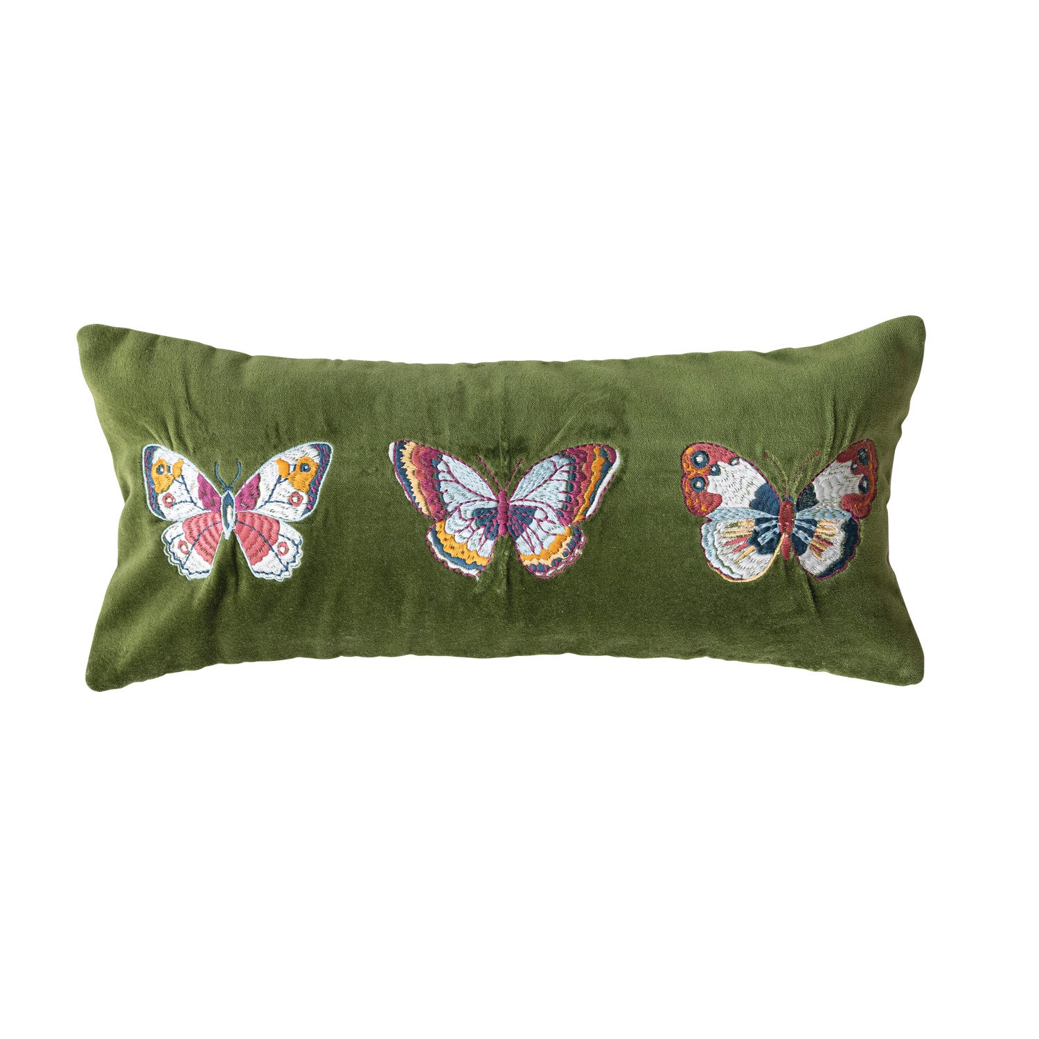 Velvet Butterfly Embroidered Pillow