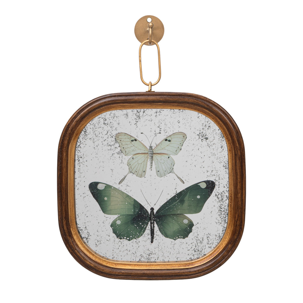 Square Antique Mirror Butterfly Print