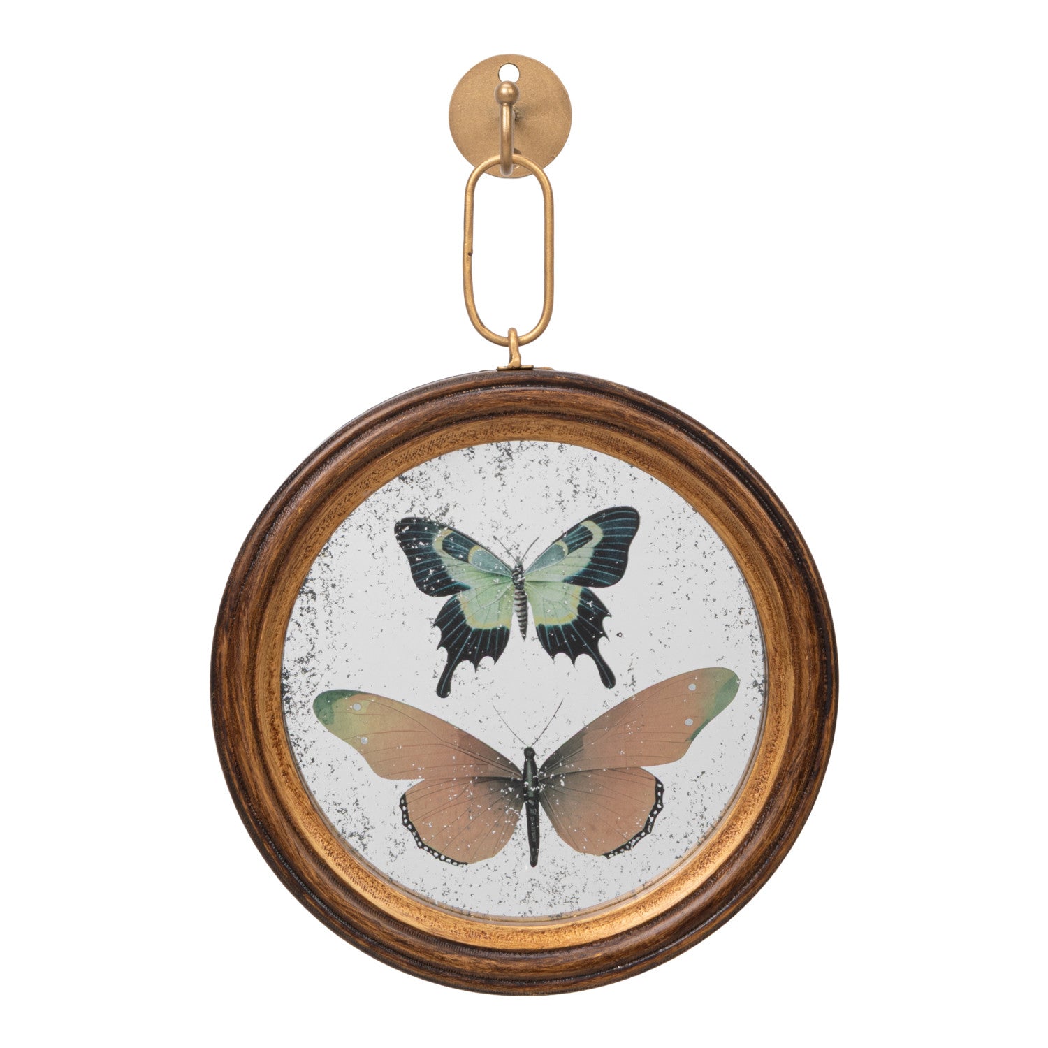 Round Antique Mirror Butterfly Print