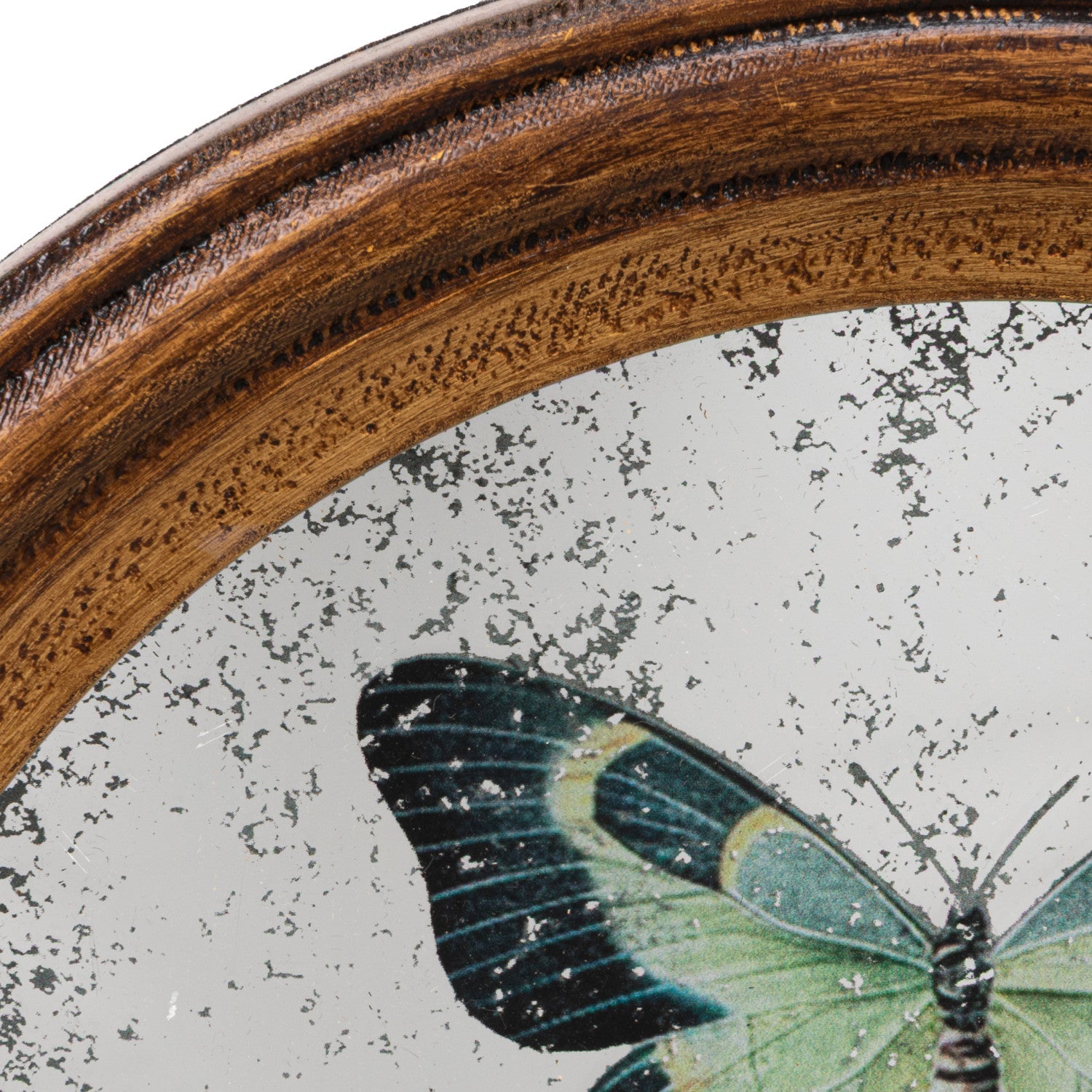 Round Antique Mirror Butterfly Print