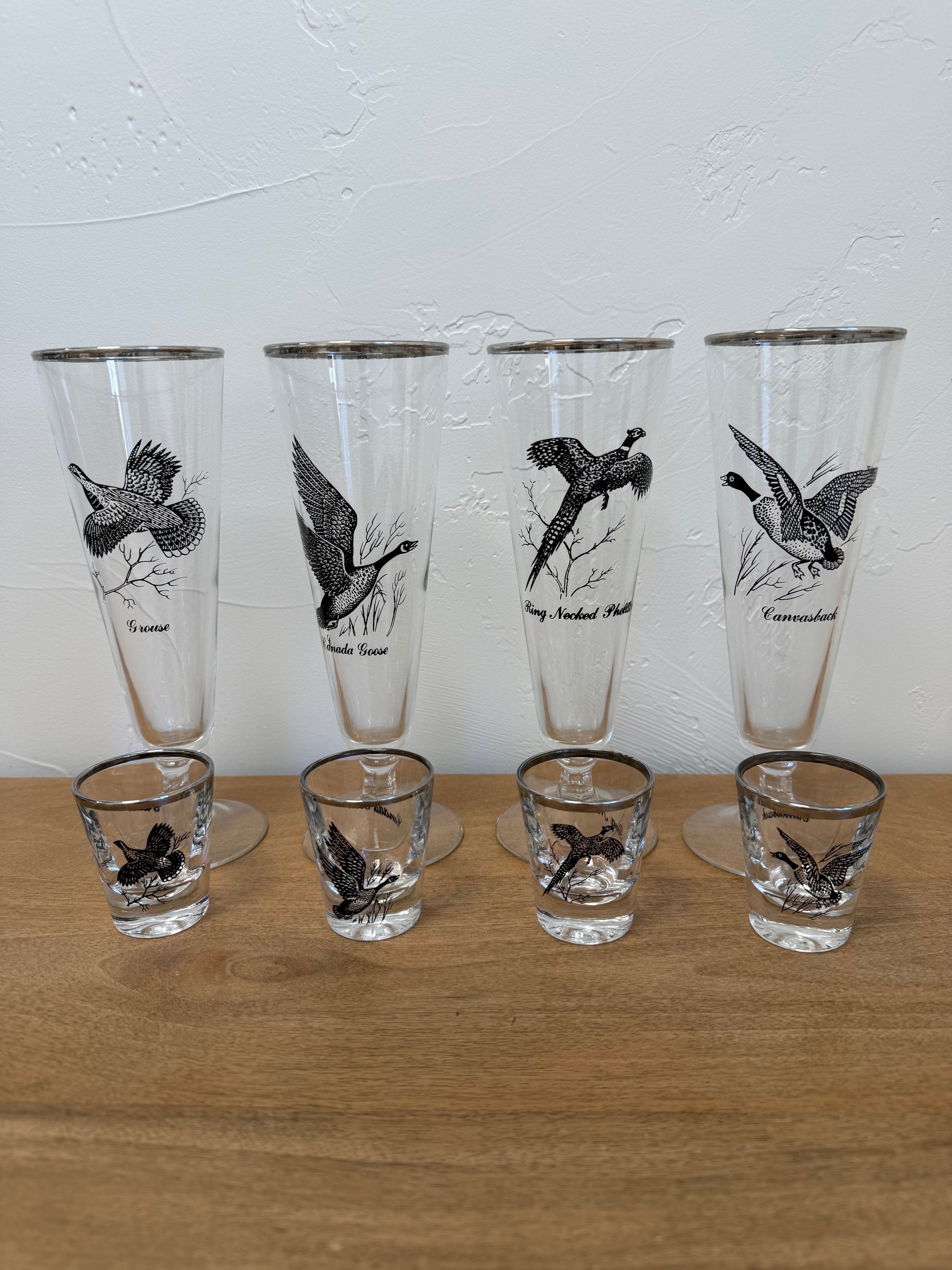 Vintage Bird Glasses Set 8