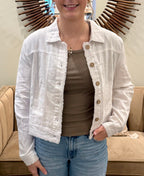 Kristy Linen Jacket with Frayed Hems