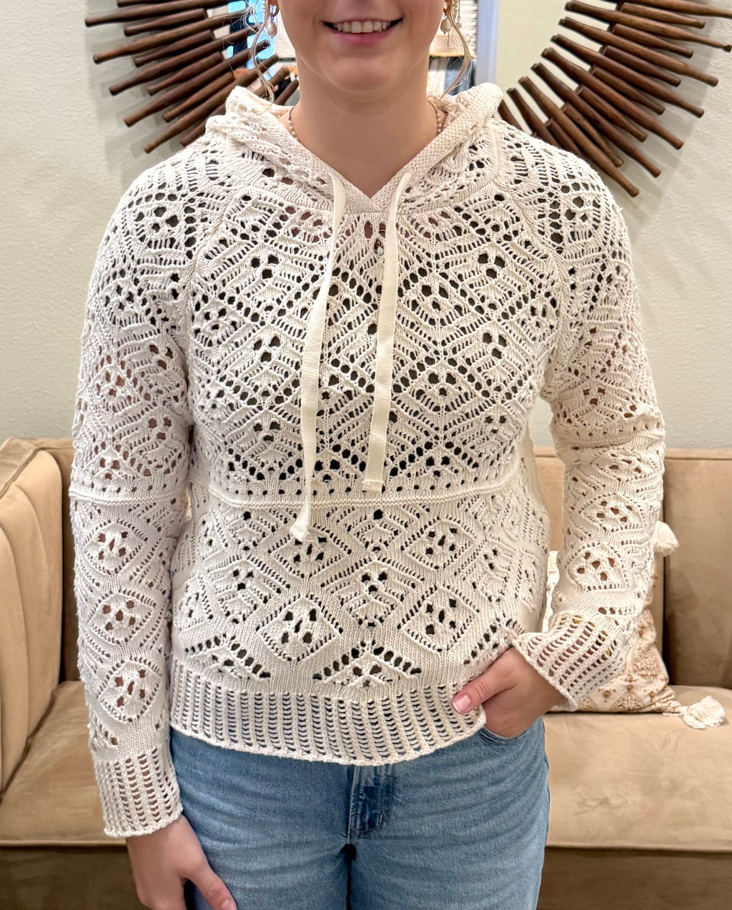 Dana Raglan Long Sleeve Crochet Hoodie