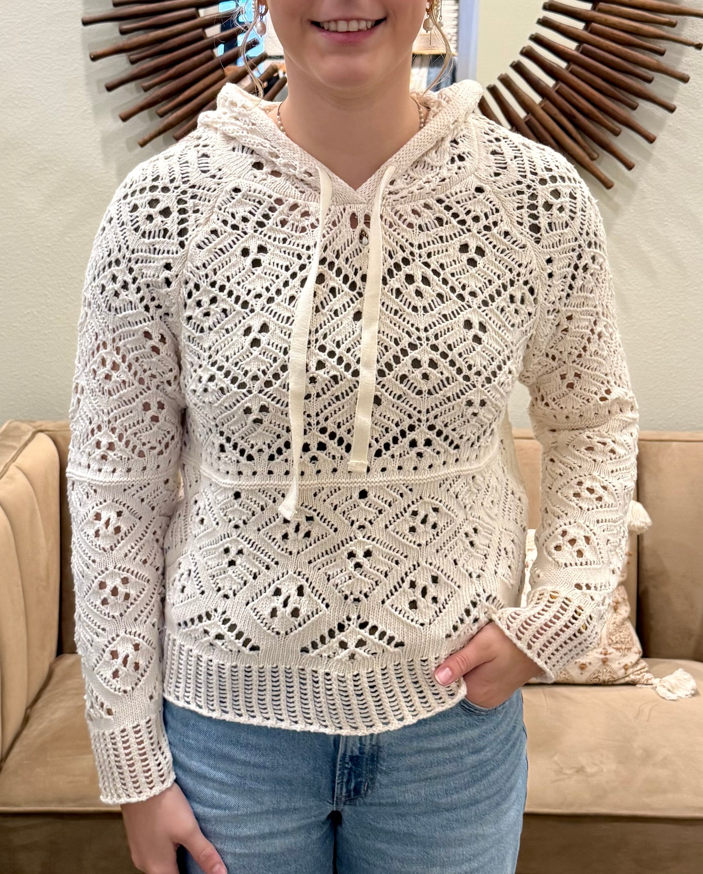 Dana Raglan Long Sleeve Crochet Hoodie