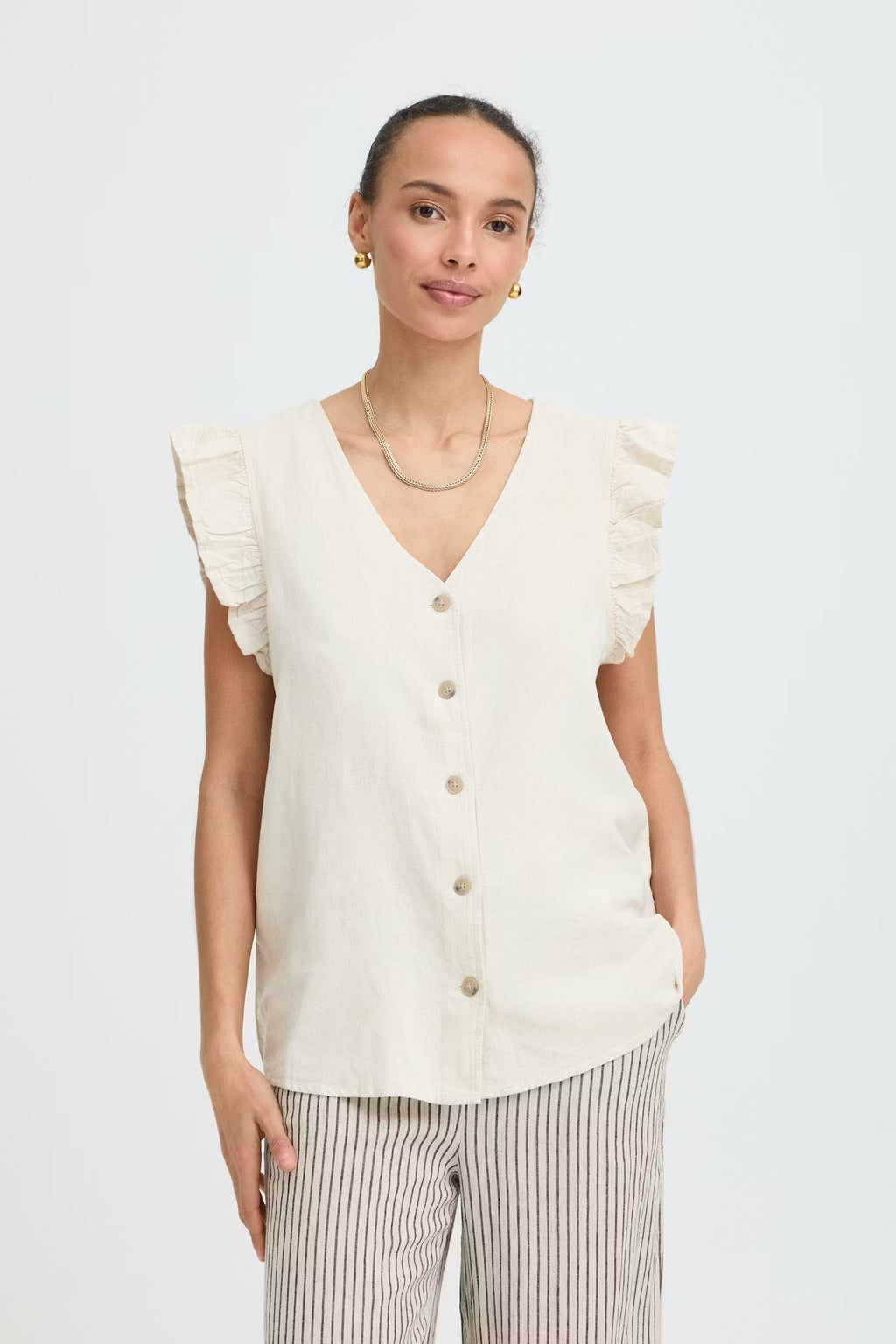 Anella Ruffle Cap Sleeve Vest**
