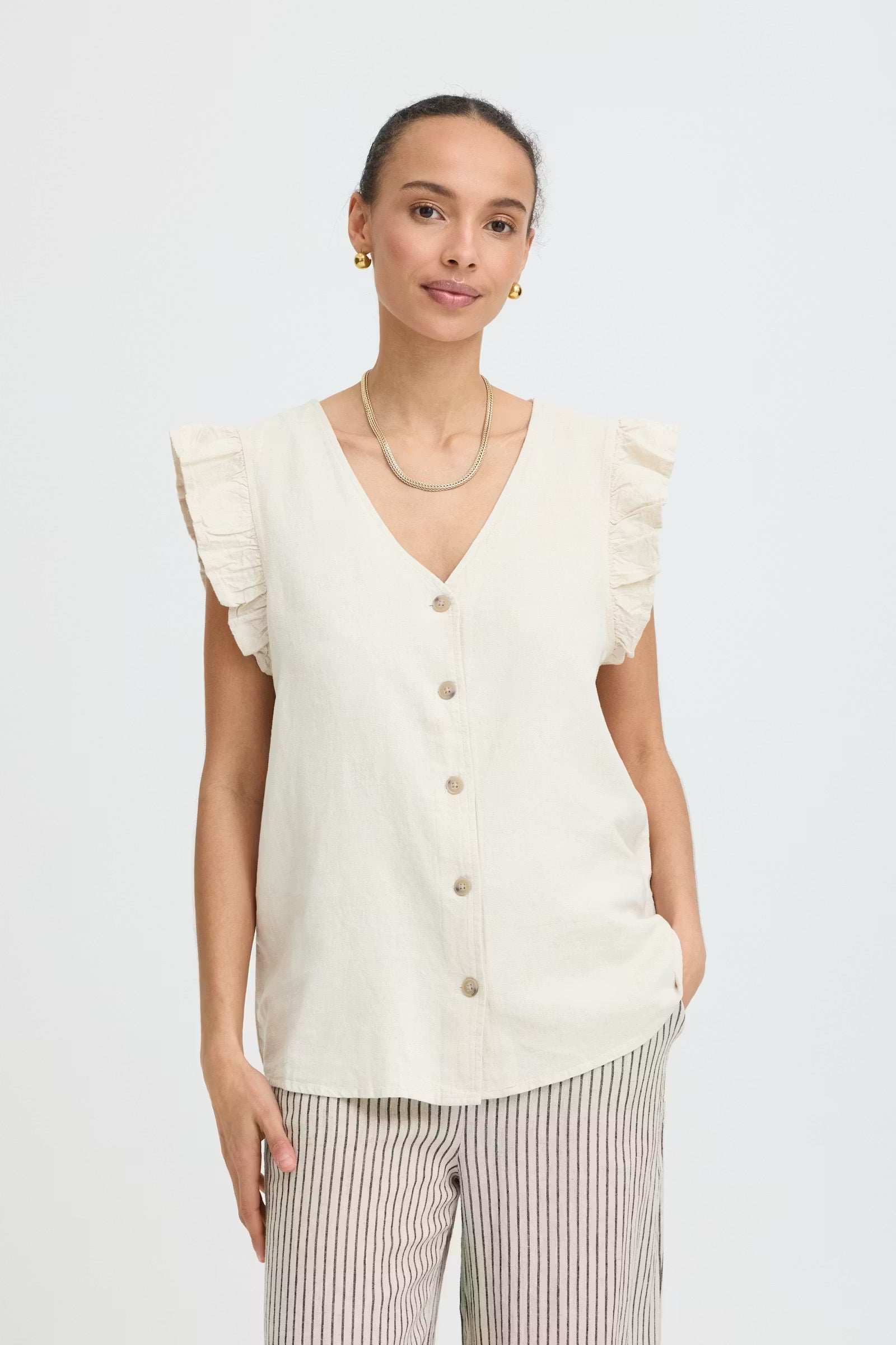 Anella Ruffle Cap Sleeve Vest**