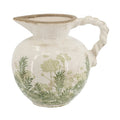 White Ceramic Vase W/Green Motif