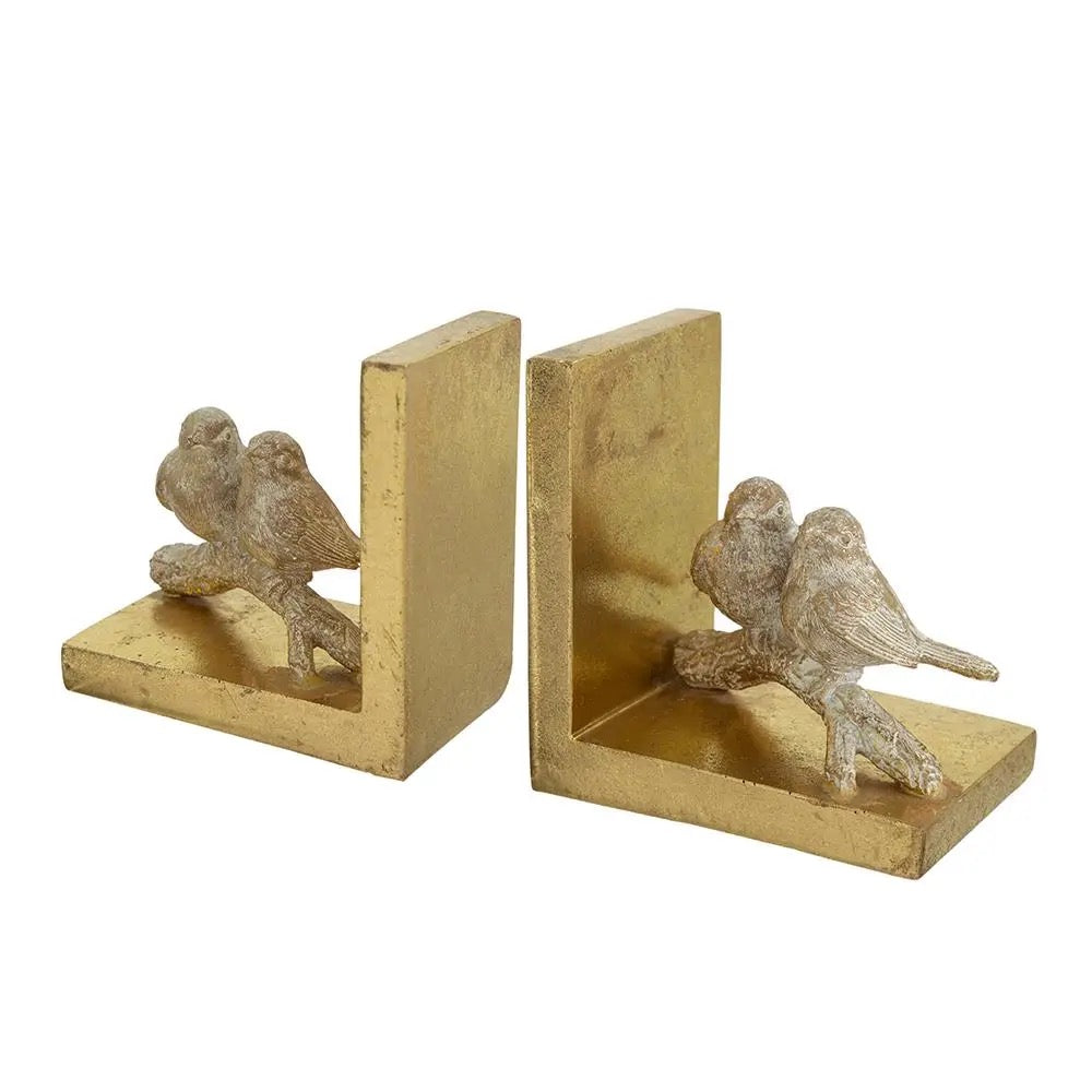 S/2 Bird Branch Bookends Gold