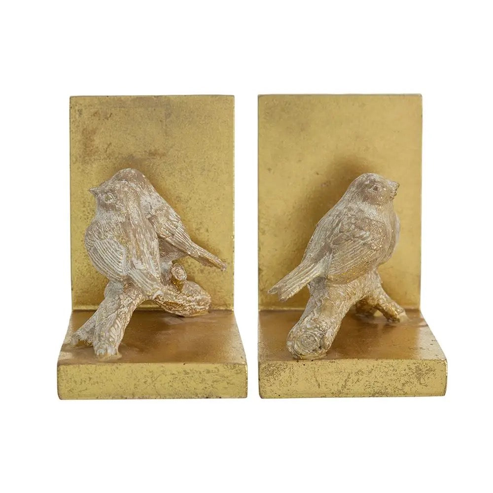 S/2 Bird Branch Bookends Gold