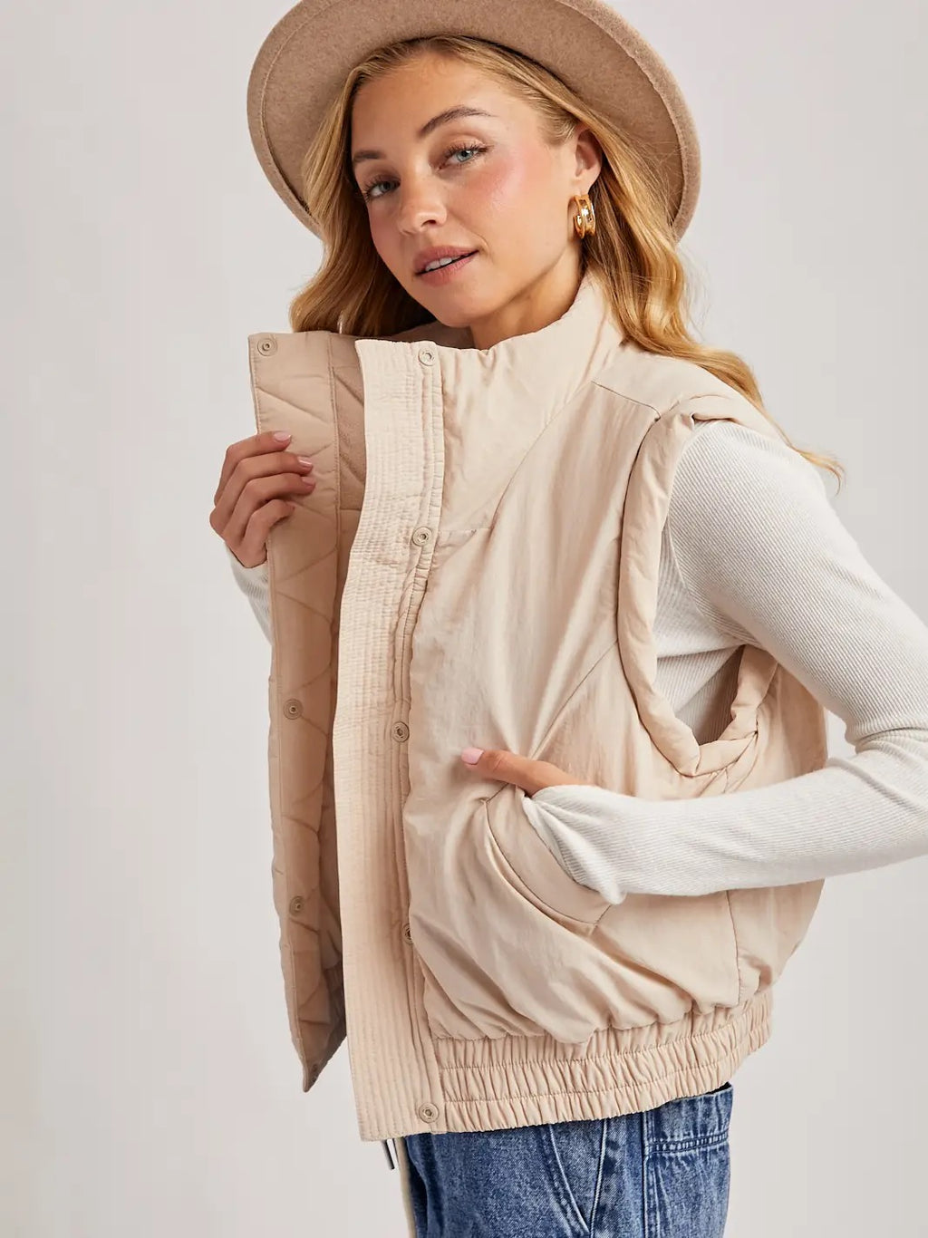 BI Bomber Style Puffer Vest With Pockets*