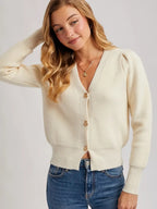 Grace Button Down V-Neck Cardigan*