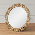 Gold Floral Round Table Mirror