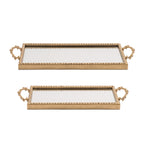 Gold Finish Iron & Glass Mirror Tray