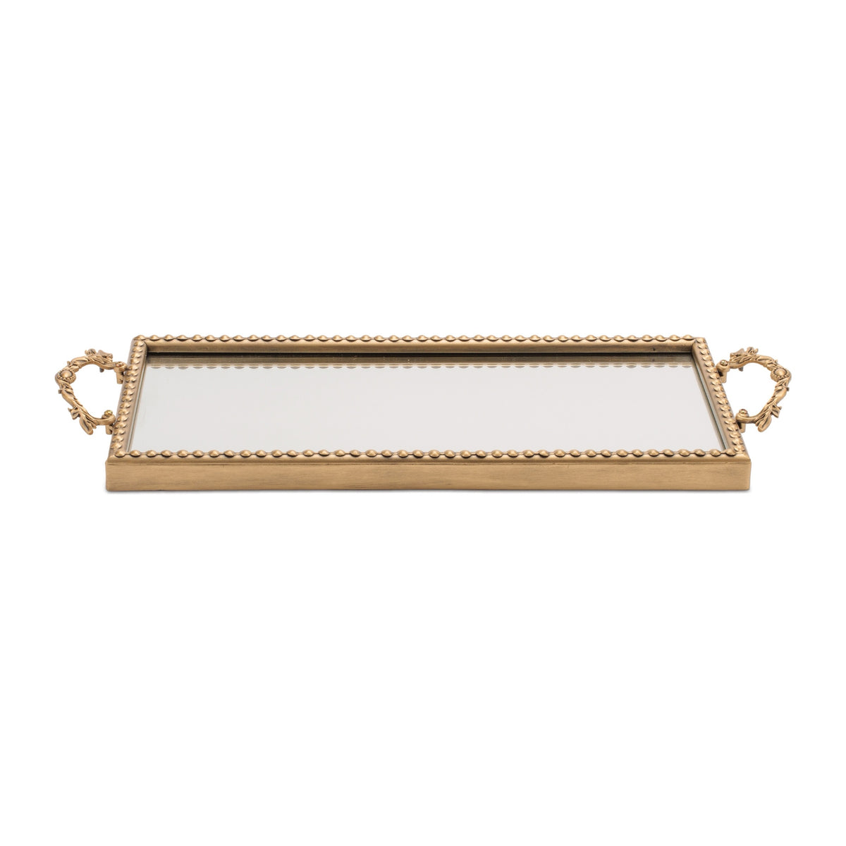 Gold Finish Iron & Glass Mirror Tray