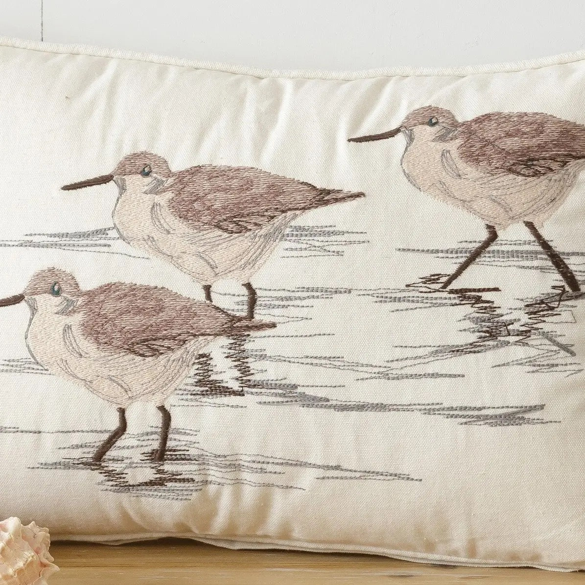 Sandpiper Embroidered Pillow