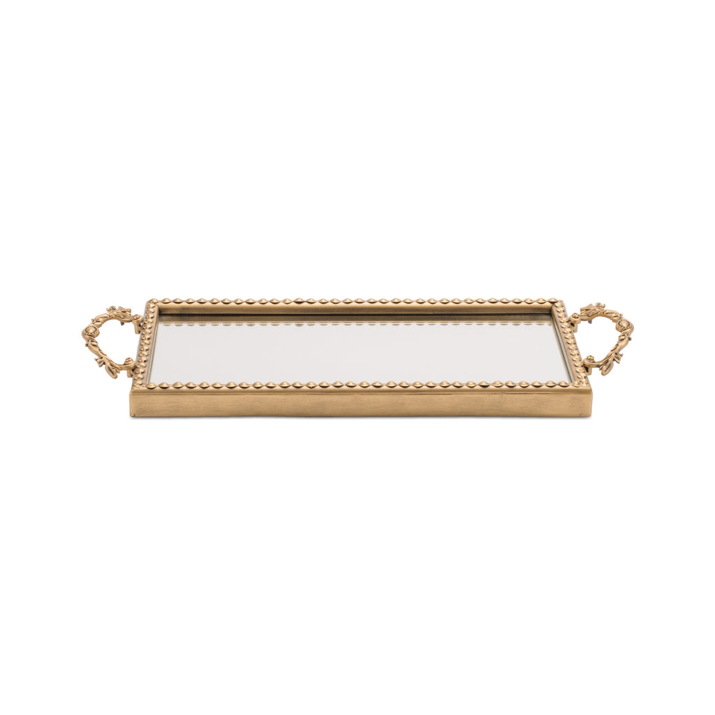 Gold Finish Iron & Glass Mirror Tray
