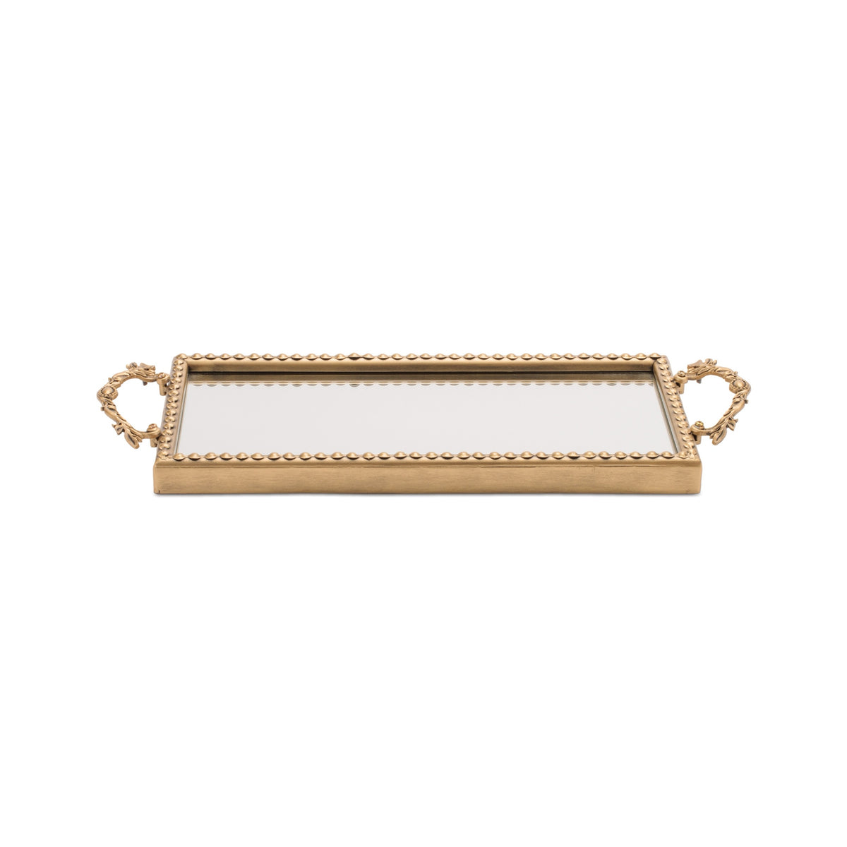 Gold Finish Iron & Glass Mirror Tray