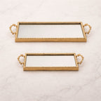 Gold Finish Iron & Glass Mirror Tray