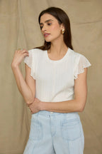 Piper Flutter Cap Sleeve Sweater Top**
