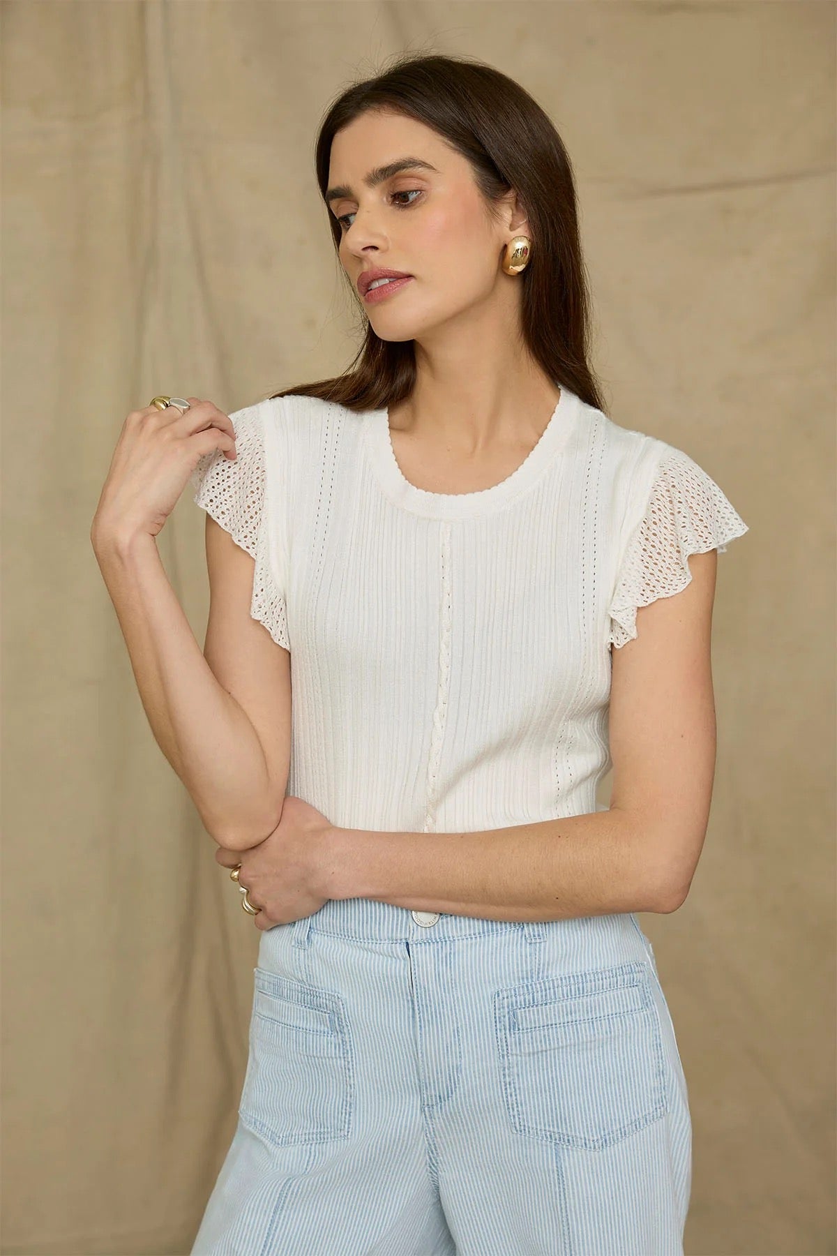 Piper Flutter Cap Sleeve Sweater Top**