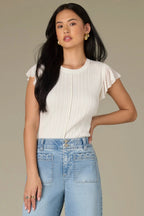 Piper Flutter Cap Sleeve Sweater Top**