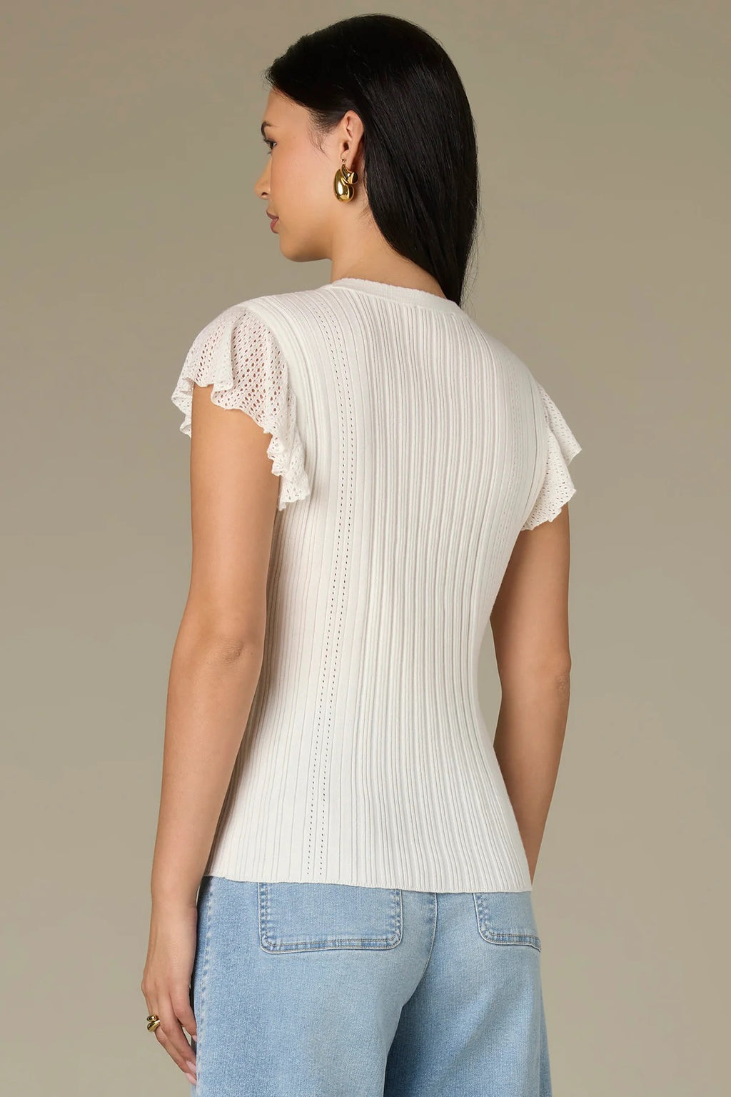 Piper Flutter Cap Sleeve Sweater Top**