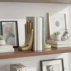 Gold Metal Hand Shape Bookends S/2
