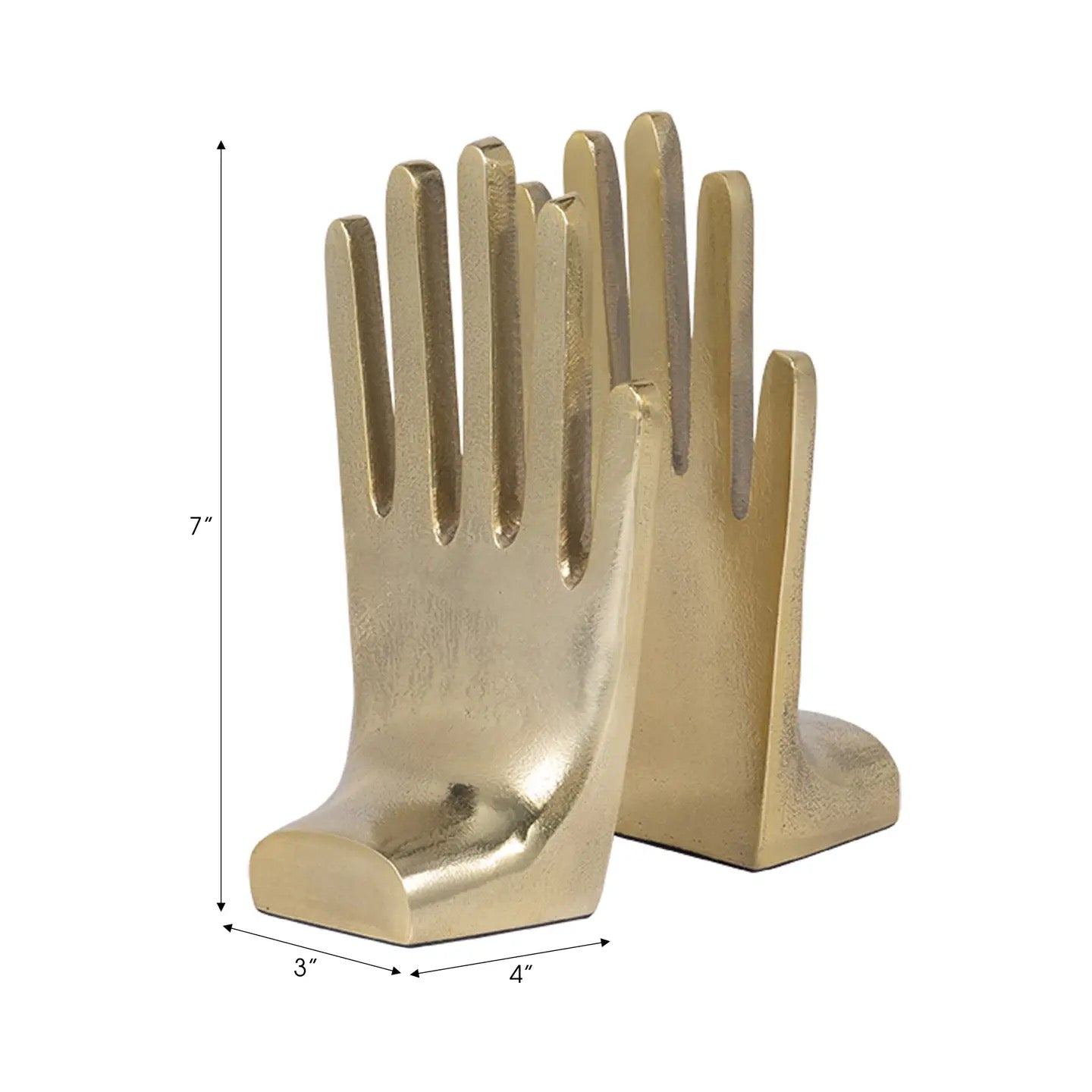 Gold Metal Hand Shape Bookends S/2