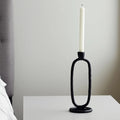 10" Black Oval Sculpture Taper Candle Holder
