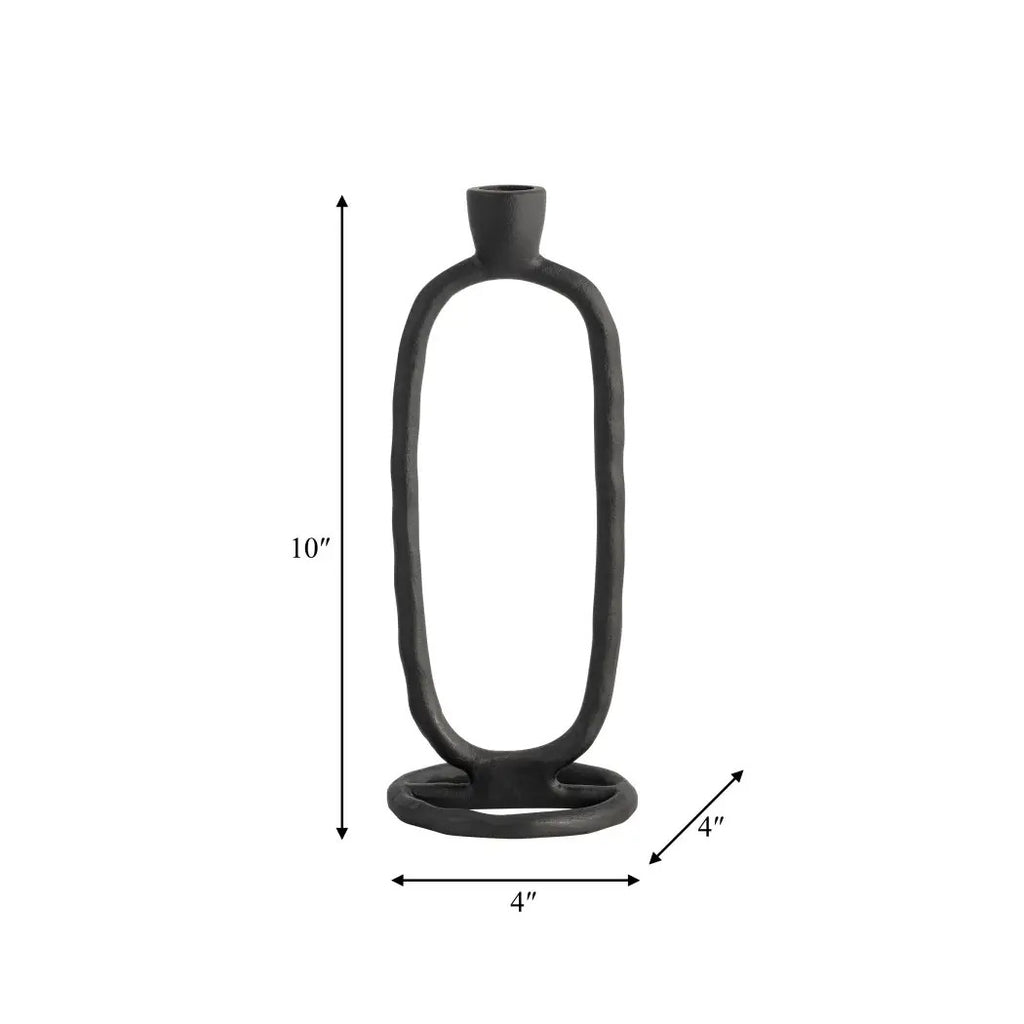 10" Black Oval Sculpture Taper Candle Holder