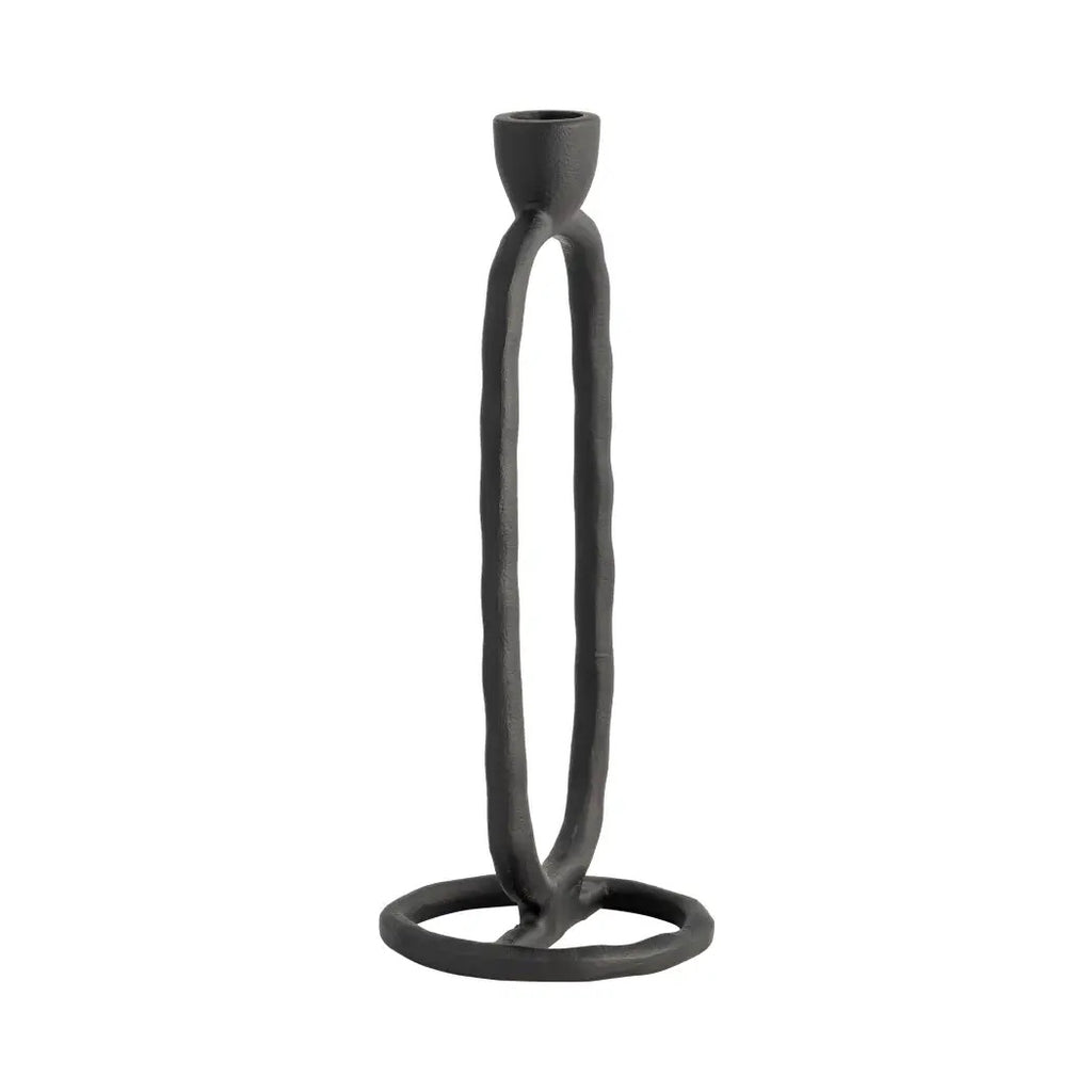 10" Black Oval Sculpture Taper Candle Holder