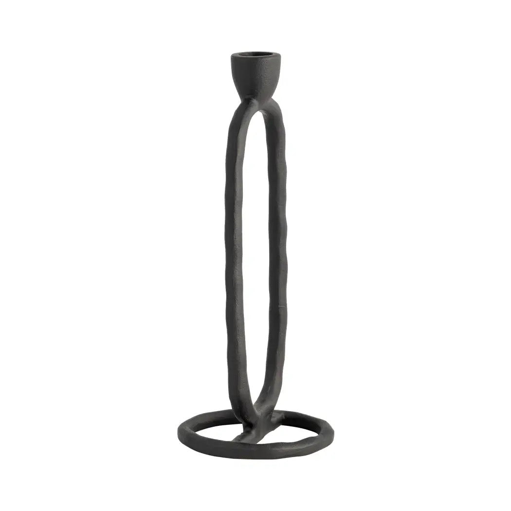 10" Black Oval Sculpture Taper Candle Holder