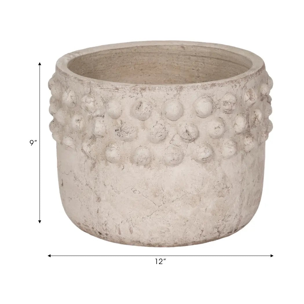 Ivory Terracotta Half Bubble Weathered Planter*