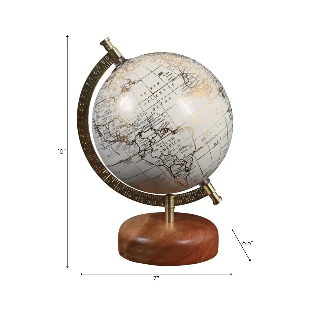 Resin Wood Base Globe Sculpture 10"