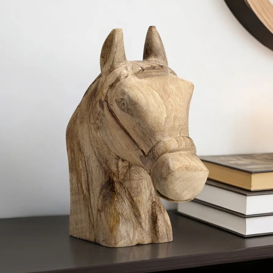 Wood Modern Carved Horse Head Figurine