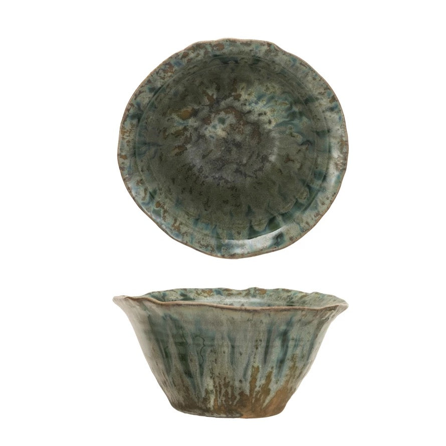 Stoneware Bowl Reactive Crackle Glaze