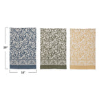 Cotton Printed Tea Towel W/Floral Pattern