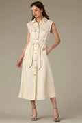 Kennedy Ecru Sleeveless Button Down Denim Dress