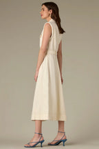 Kennedy Ecru Sleeveless Button Down Denim Dress