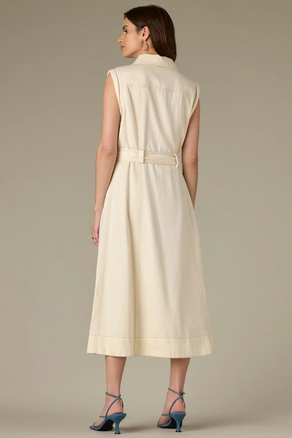 Kennedy Ecru Sleeveless Button Down Denim Dress