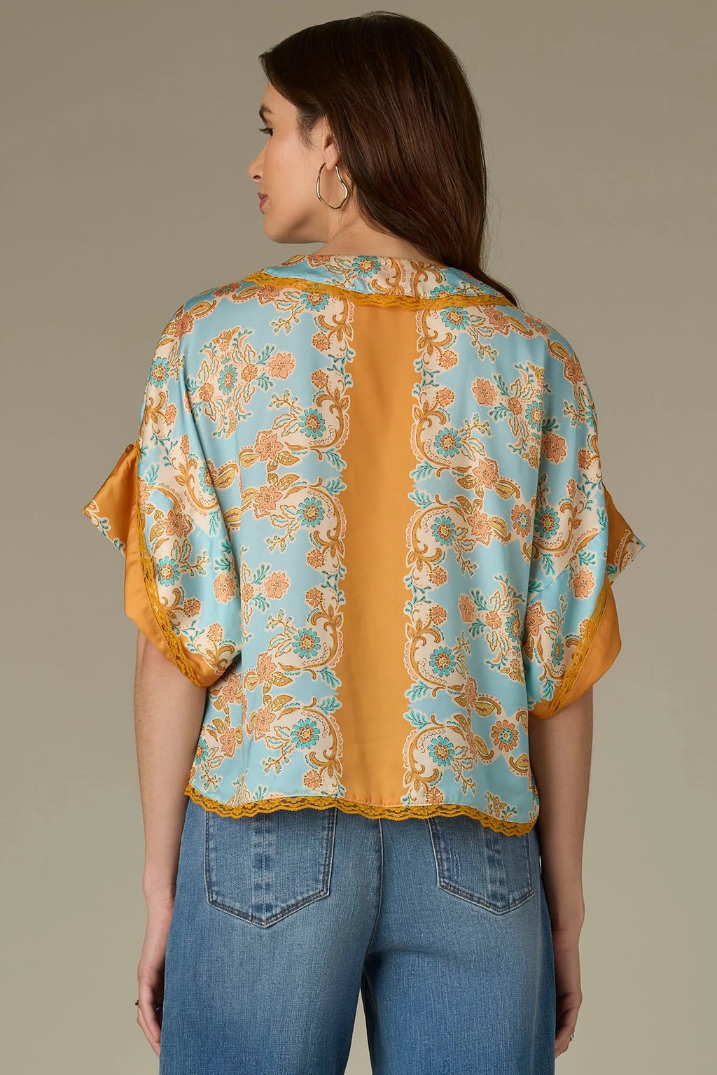 Riley V-Neck Button Down Floral Top**