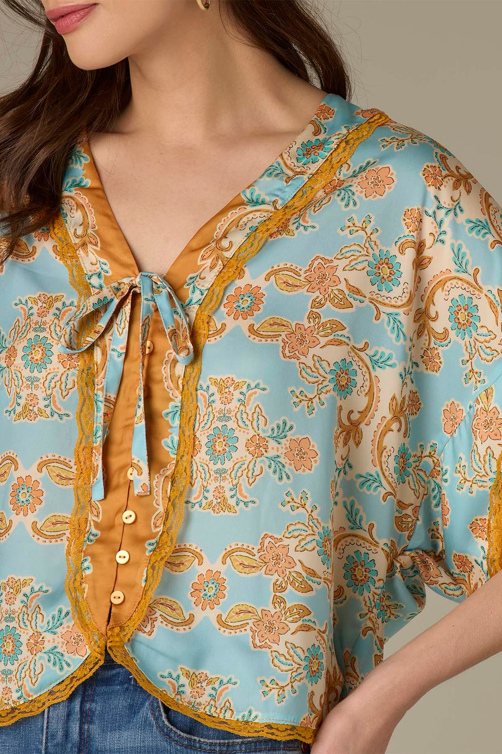 Riley V-Neck Button Down Floral Top**
